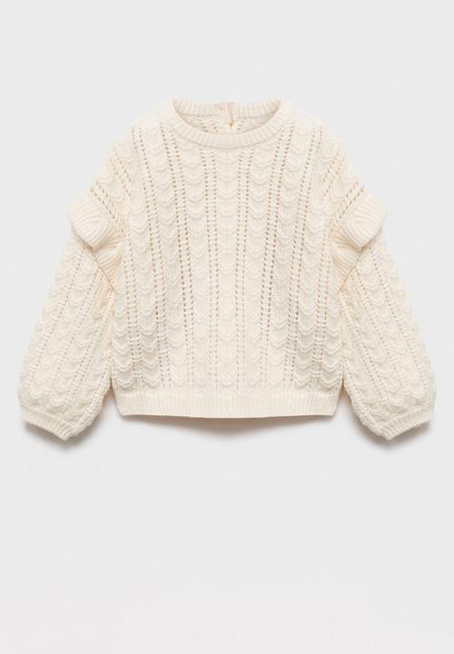 MANGO - Ruffle knitted sweater - off white