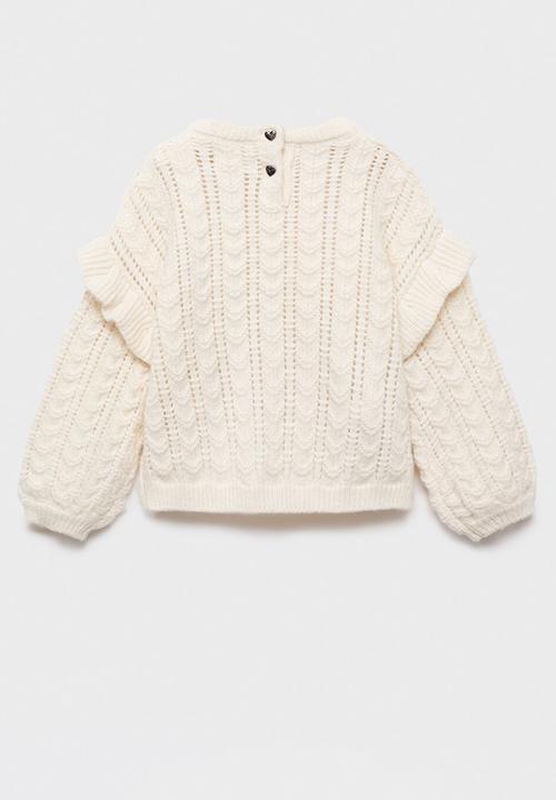 MANGO - Ruffle knitted sweater - off white