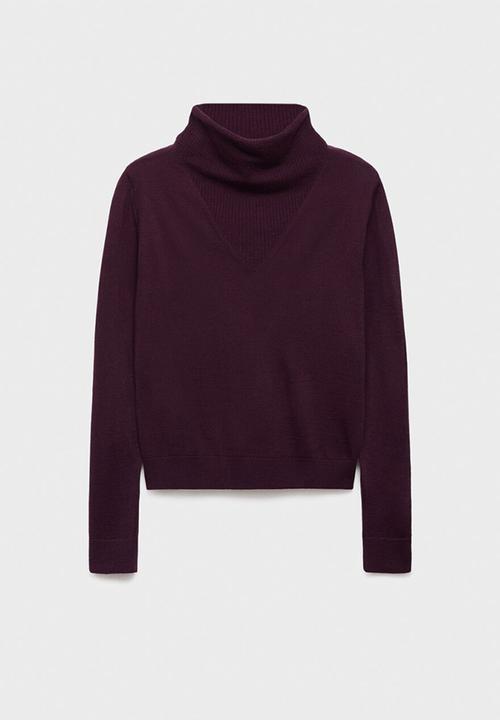 MANGO - Sweater triangle - dark red