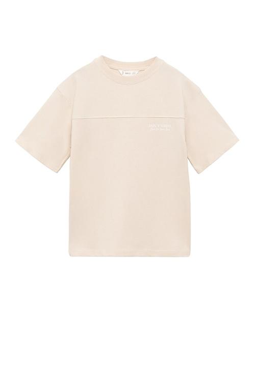 MANGO - T-shirt groove - light pastel brown