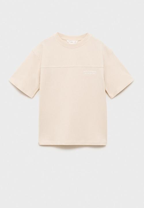 MANGO - T-shirt groove - light pastel brown