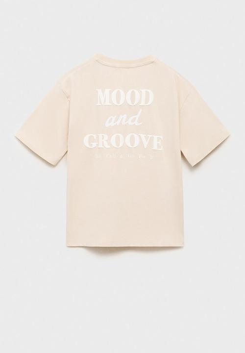 MANGO - T-shirt groove - light pastel brown