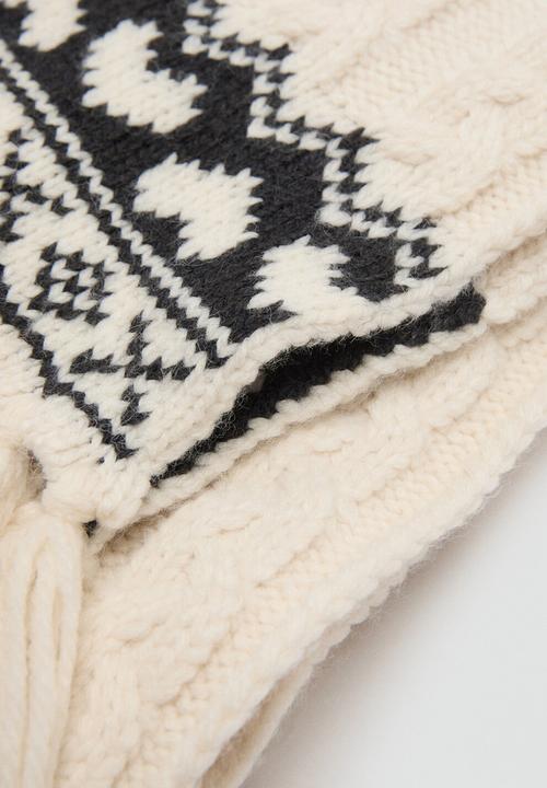 MANGO - Knitted scarf - ecru