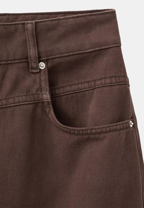 MANGO - Jeans blair - dark brown