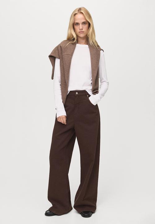 MANGO - Jeans blair - dark brown
