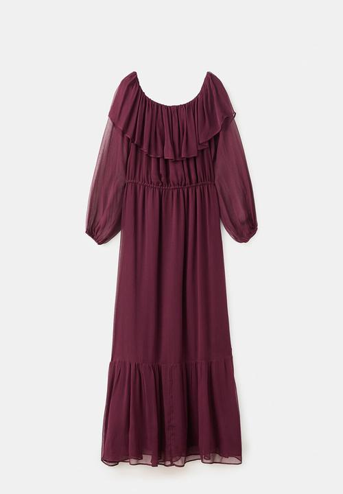 MANGO - Dress saba - dark red