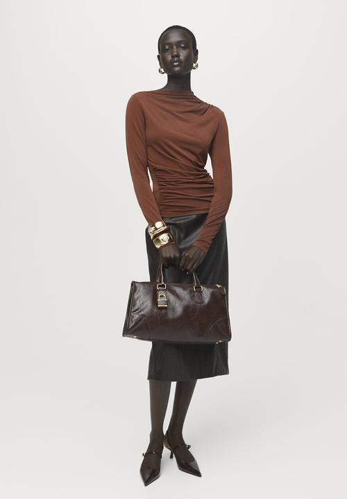 MANGO - T-shirt chasi - brown