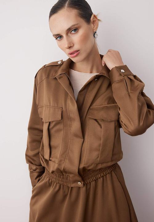 Trendyol - Oversize Pocket Detailed Woven Bottom - Top Set - Haki