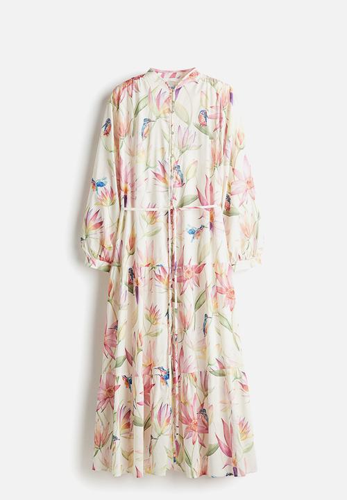 H&M - Tiered maxi dress - white patterned