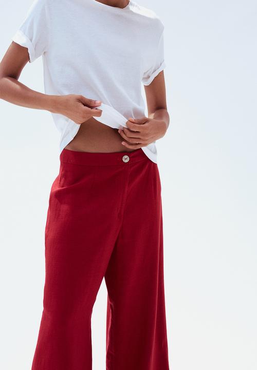 H&M - Linen-blend trousers - red