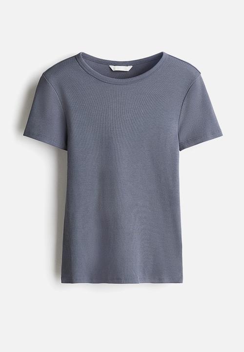 H&M - Ribbed t-shirt - dark grey 