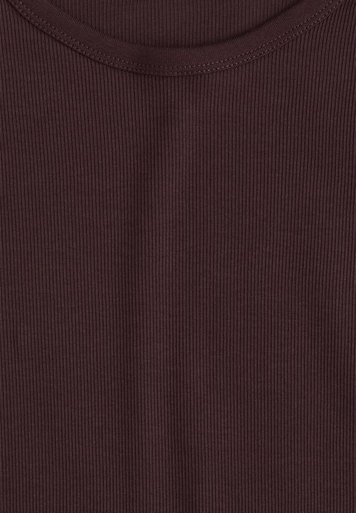 H&M - Ribbed t-shirt - dark brown 