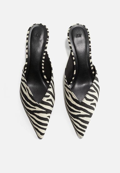 H&M - Pointed mules - black & zebra print