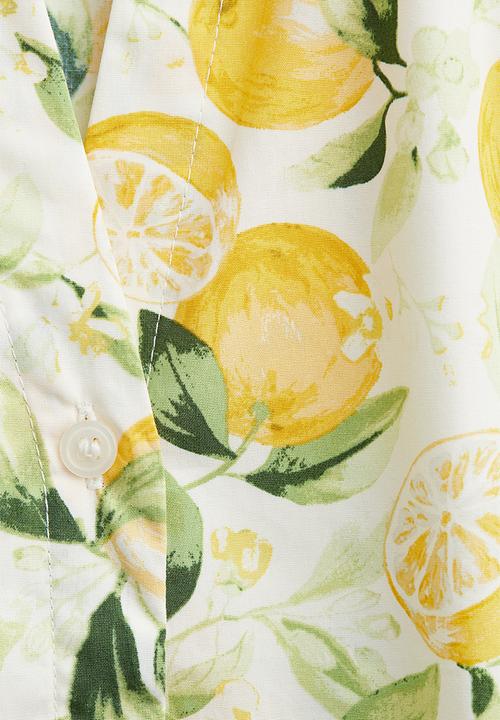 H&M - Balloon-sleeved poplin blouse - white lemons