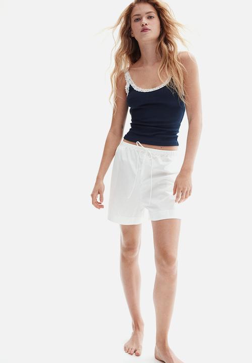 H&M - Lace-trimmed vest top - navy blue