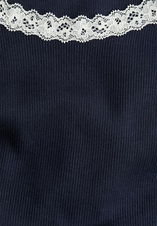 H&M - Lace-trimmed vest top - navy blue