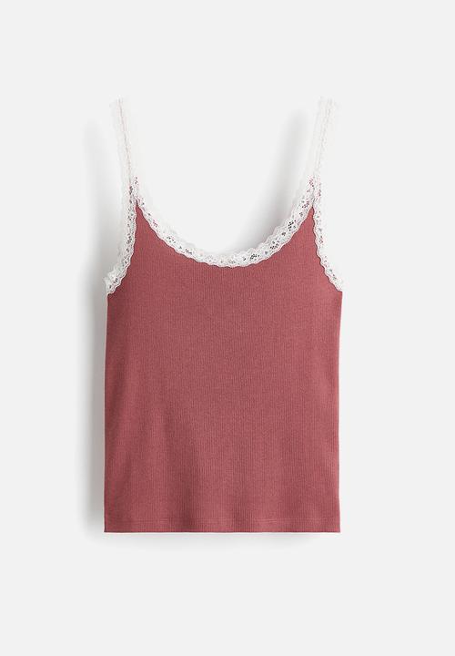 H&M - Lace-trimmed vest top - old rose