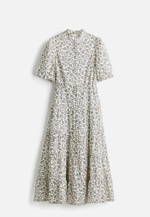 H&M - Long cotton dress - white patterned