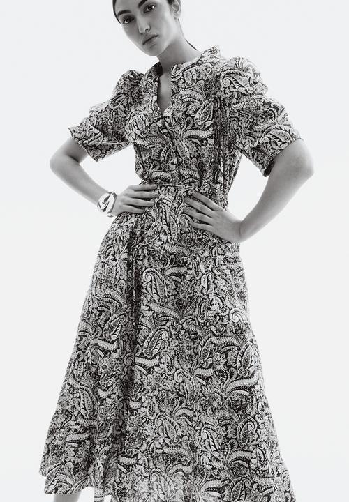 H&M - Long cotton dress - blue paisley pattern