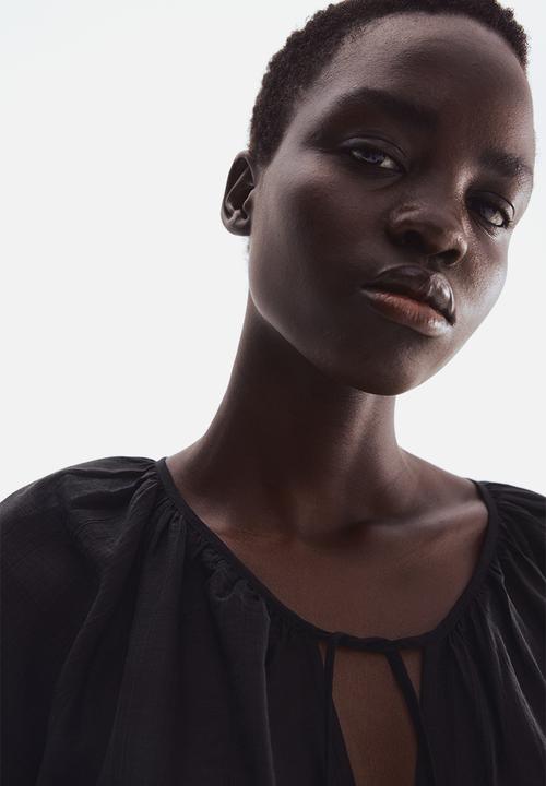 H&M - Tie-detail tunic dress - black