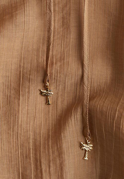 H&M - Tie-detail tunic dress - dark beige