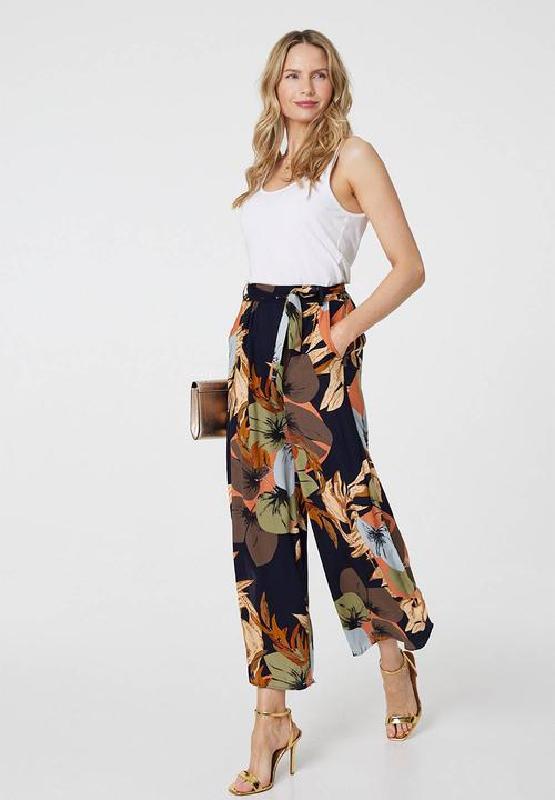 Stella Morgan - Wide Leg Palazzo Knit Pant With Side Slit - Multi