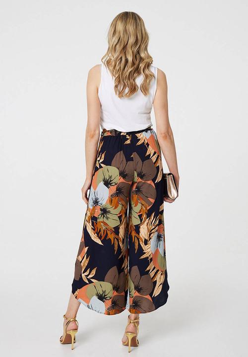 Stella Morgan - Wide Leg Palazzo Knit Pant With Side Slit - Multi