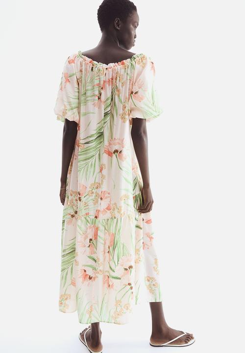 H&M - Drawstring-detail dress - light pink floral