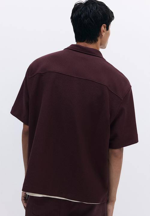 H&M - Loose fit brushed resort shirt - plum purple