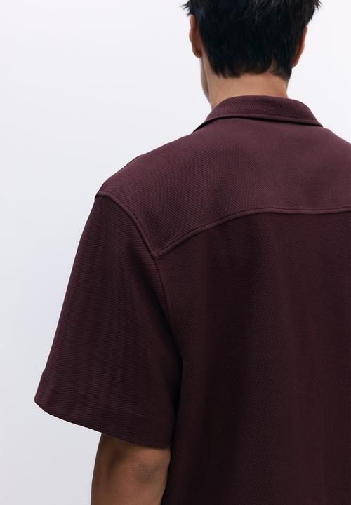 H&M - Loose fit brushed resort shirt - plum purple