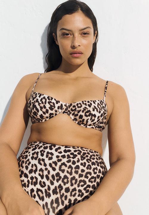 H&M - Bikini top - light beige leopard print