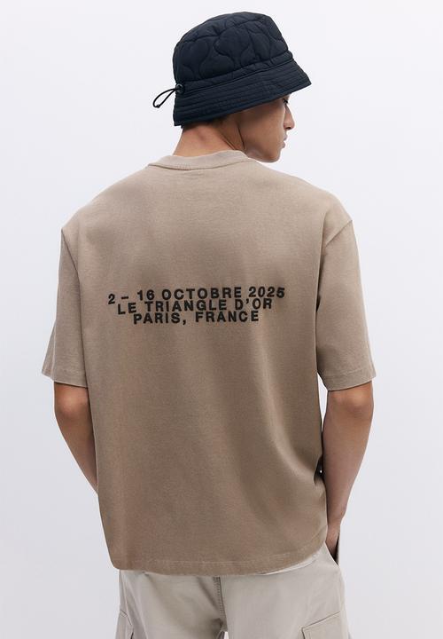 H&M - Loose fit washed t-shirt - dark beige le triangle d'or 