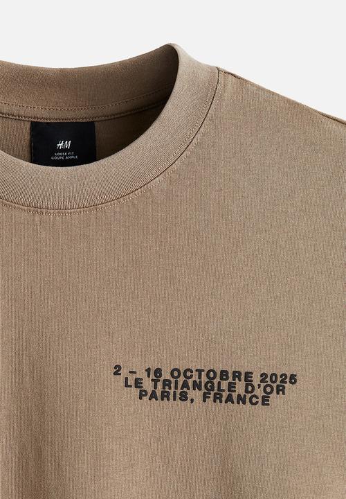 H&M - Loose fit washed t-shirt - dark beige le triangle d'or 