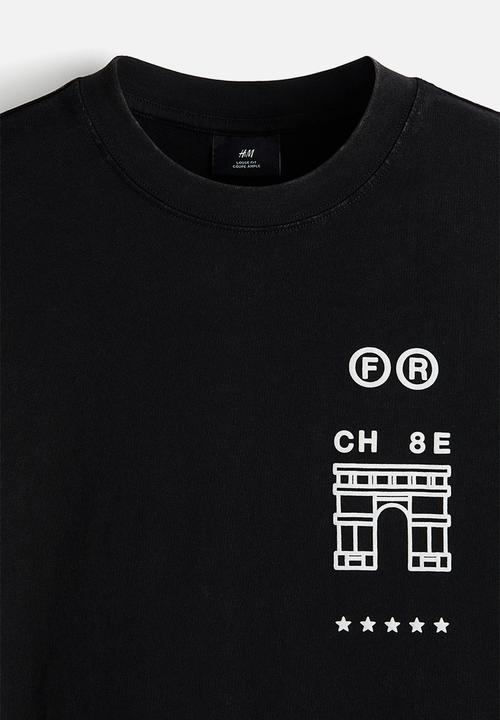 H&M - Loose fit washed t-shirt - black triangle d'or