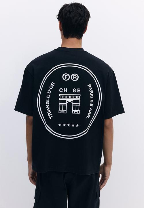 H&M - Loose fit washed t-shirt - black triangle d'or