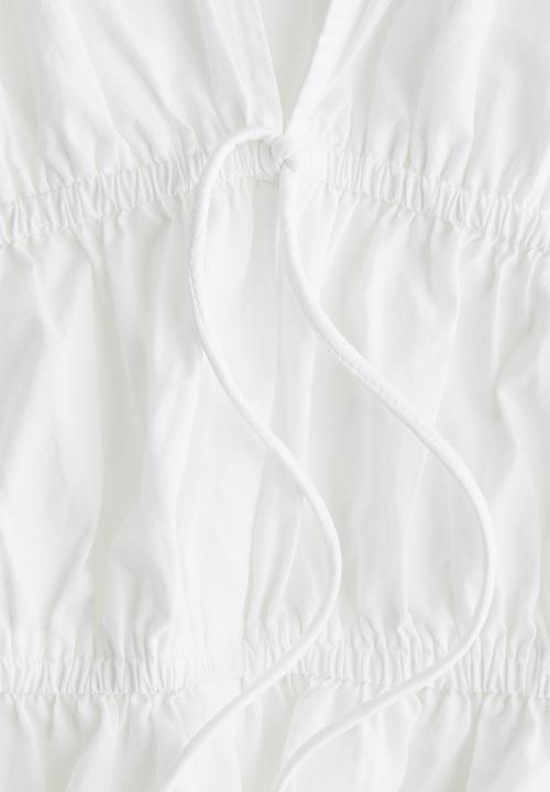 H&M - Drawstring poplin blouse - white