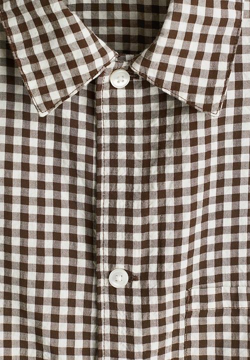 H&M - Regular fit short-sleeved shirt - brown gingham check