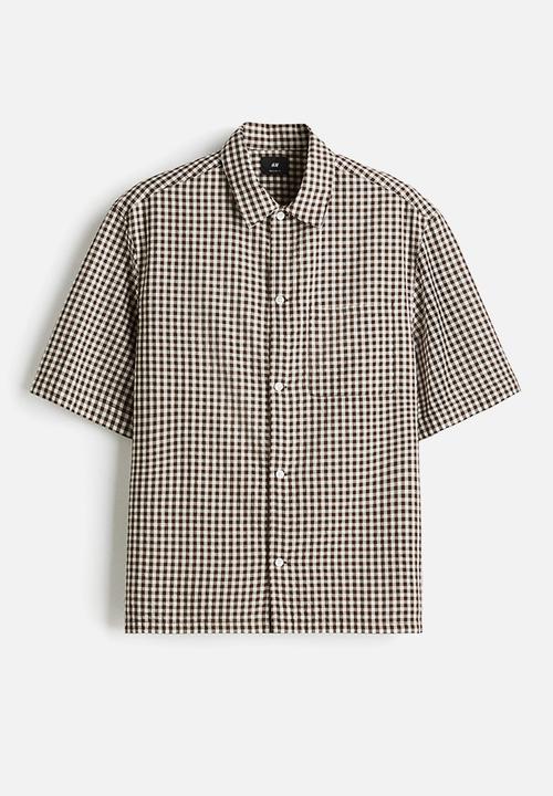 H&M - Regular fit short-sleeved shirt - brown gingham check
