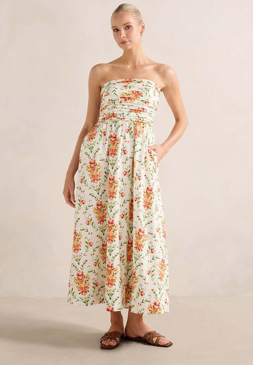 Forever New - Matisse Ruched Strapless Cotton Midi Dress