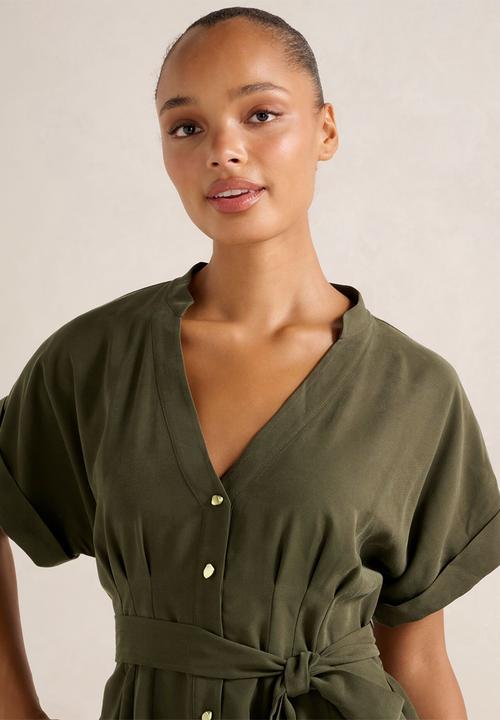 Forever New - Brydie Belted Mini Dress - Dark Green