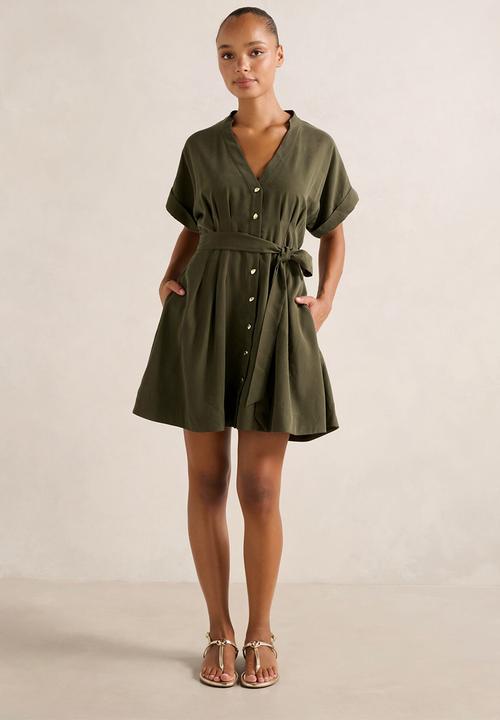 Forever New - Brydie Belted Mini Dress - Dark Green