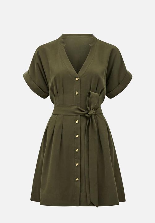 Forever New - Brydie Belted Mini Dress - Dark Green