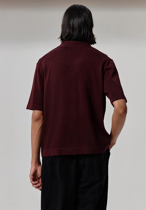 H&M - Regular fit fine-knit shirt - burgundy