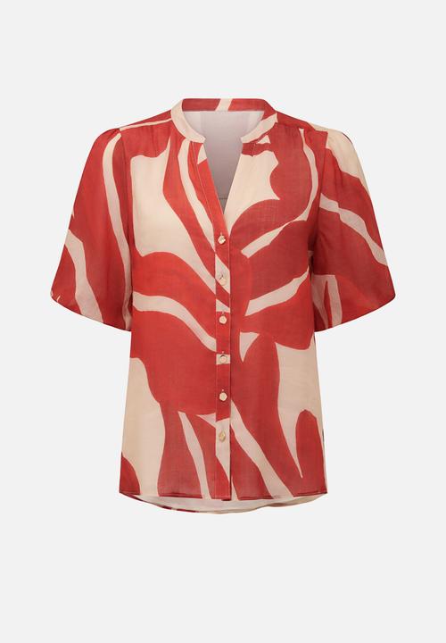 Forever New - Bianca Puff Sleeve Blouse in Nusa Leaf