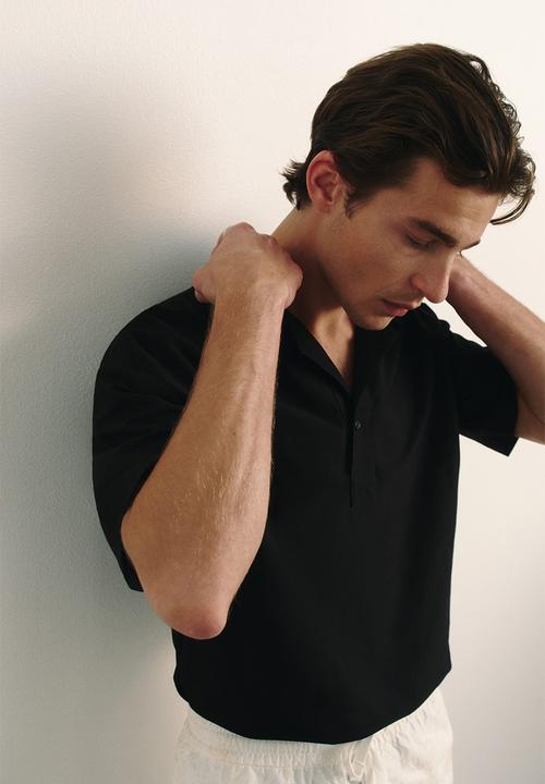 H&M - Loose fit polo shirt - black