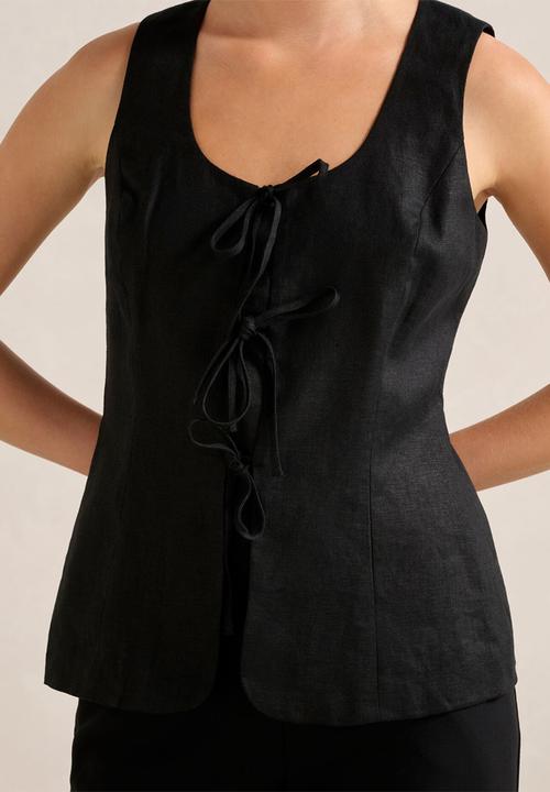 Forever New - Tia Tie Front Waistcoat - Black