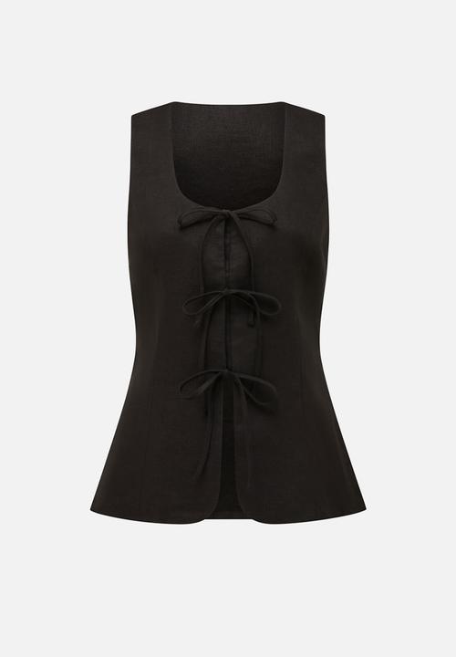 Forever New - Tia Tie Front Waistcoat - Black