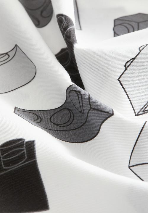 H&M - Patterned cushion cover - grey/lego