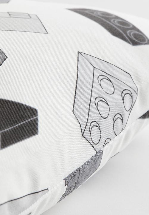 H&M - Patterned cushion cover - grey/lego