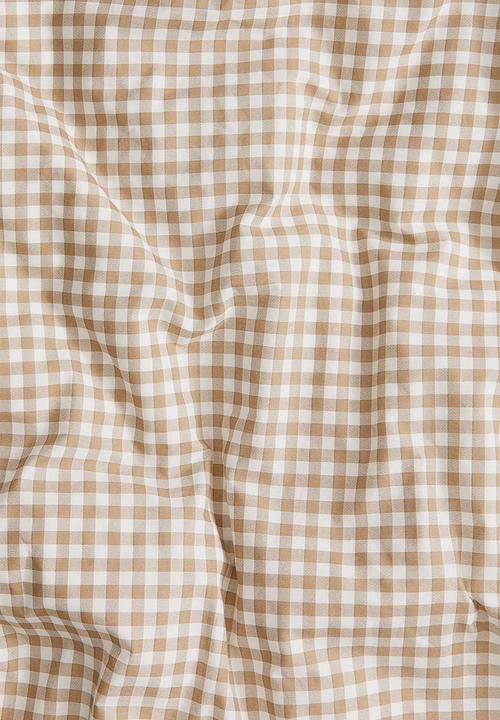 H&M - Patterned double/king size duvet cover set - dusty brown/gingham check